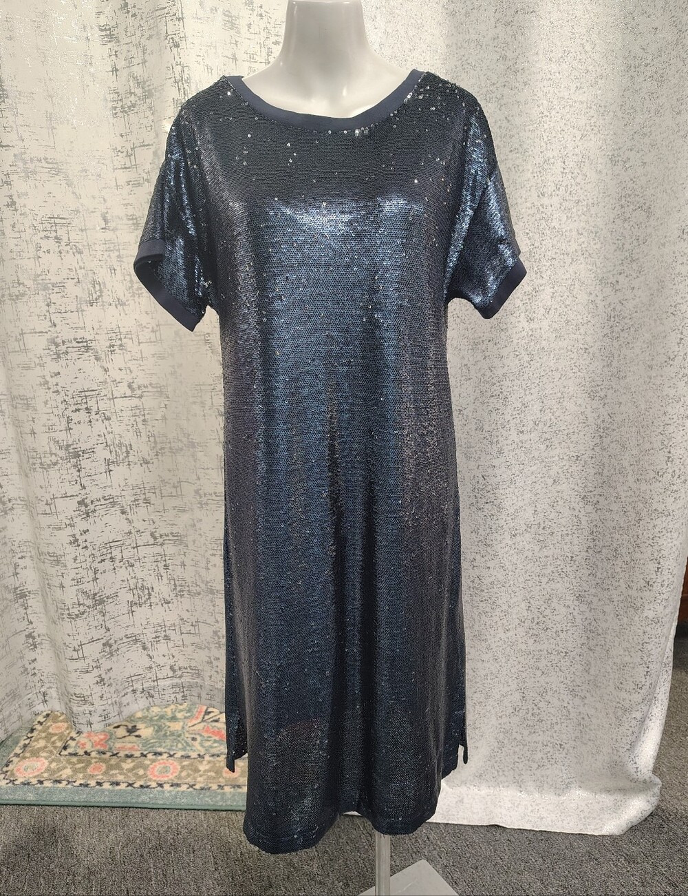 Moulinette Soeurs Navy Sequin Shift Dress